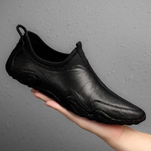 Men Genuine Leather Casual Loafers Soft Comfortable Breathable Flats Lazy Shoes Mens Lightweigh Moccasins Driving Shoes