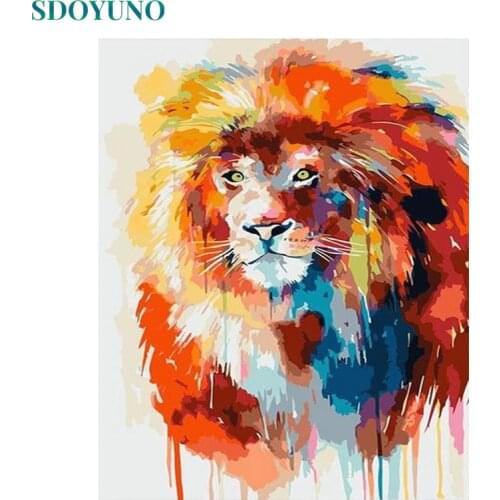 SDOYUNO 60x75cm Painting By Numbers Lions DIY Pictures By Numbers Animals Frameless Digital Painting On Canvas Unique Gift