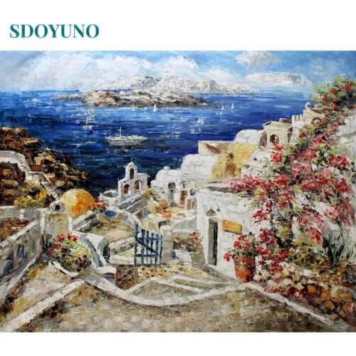 SDOYUNO 60x75cm Painting By Numbers DIY Seascape Paint By Numbers On Canvas Frameless Digital Hand Painting Home Decoration