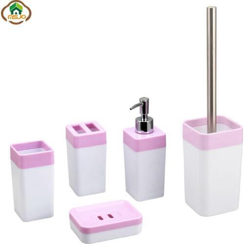 MSJO Bathroom Set Organizer Accessories Washing Tool Dispenser Toothbrush Holder 5 Pcs Set For Bathroom Decoration Accessory