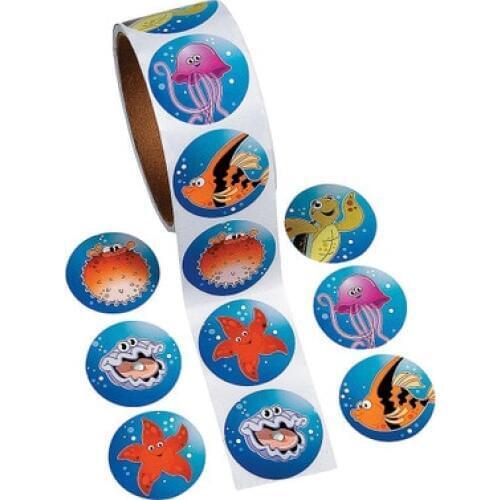 100pcs/Roll Undersea Animal Sealing Sticker Diary Decoration DIY Scrapbooking Label Cake Packaging Gift Box Round Stickers