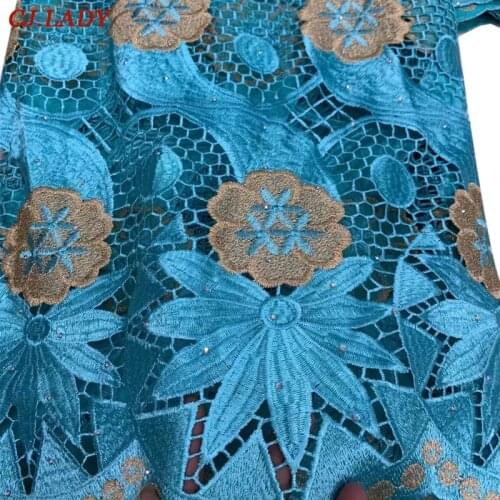 Nigerian Lace Fabrics For Wedding Dress Bule African Cord Lace Fabrics High Quality Embroidery Guipure Lace DIY Material A03