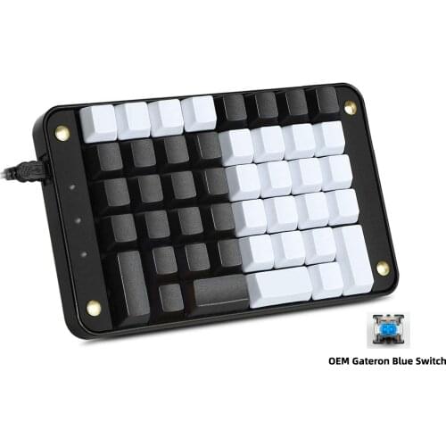Single-Handed Programmable Mechanical Keyboard with OEM Gateron Blue Switch All 44 Programmable Keys Tools Keypad 8 Macro Keys