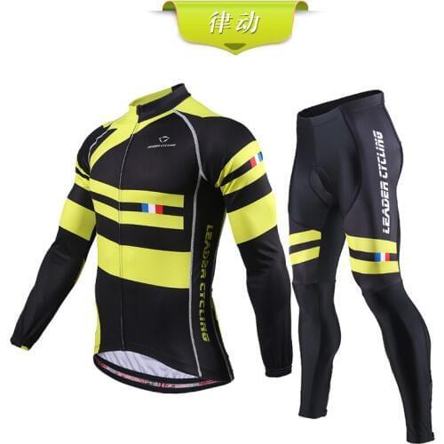 Autumn and winter breathable warm bicycle fleece riding suit suit long sleeve trousers