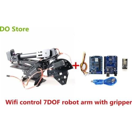 DO Store Metal 7DOF Large RC Robot Arm With Gripper Kit Wifi/Bluetooth/Handle Control DIY For Arduino Education Free Shipping