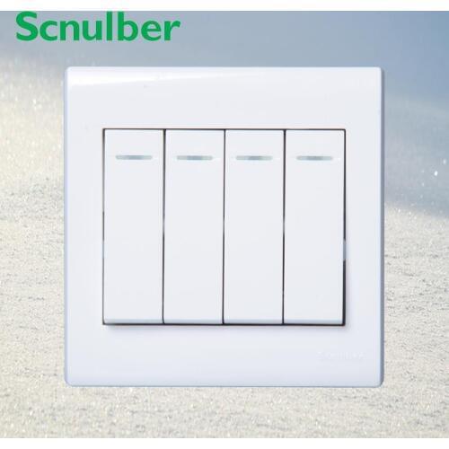 On/off 10A 4 gang 2 way push button luxury wall switch panel