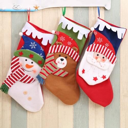 Christmas Stockings Gift Holders Tree Hanging Ornaments Long Extra-Large Xmas 3D Socks Candy Bags