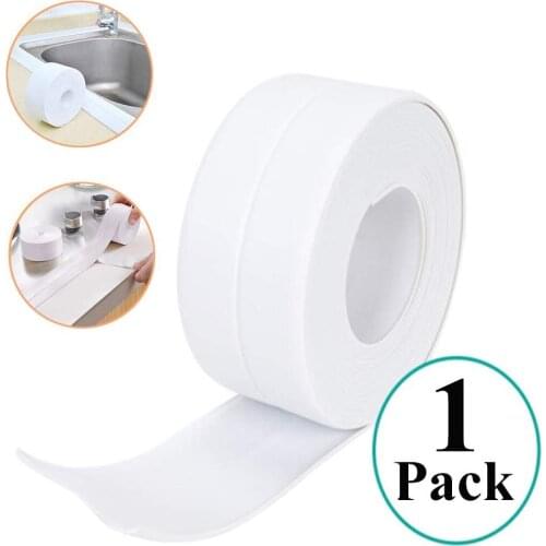 Caulking Tape PVC Self-Adhesive Waterproof Sealing Tape for Kitchen Sink Toilet Bathroom Shower and Bathtub Floor Wall Edge
