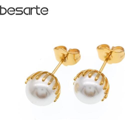 Pearl Earrings Studs Earring Women Gold Perla Boucle D'oreille Oorbellen Brincos Nausnice Orecchini Kolczyki Kupe Earings E1705