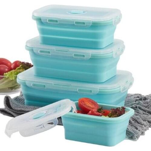 Silicone Collapsible Lunch Box Bento BPA Free Microwavable Picnic Camping Retractable storager Portable Folding Food Container