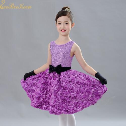 Girls Ballet Tutu dance dress Women Ballet dress Child Dancewear Adult Purple Flower Sequins Costume Ballerina Stage Performance