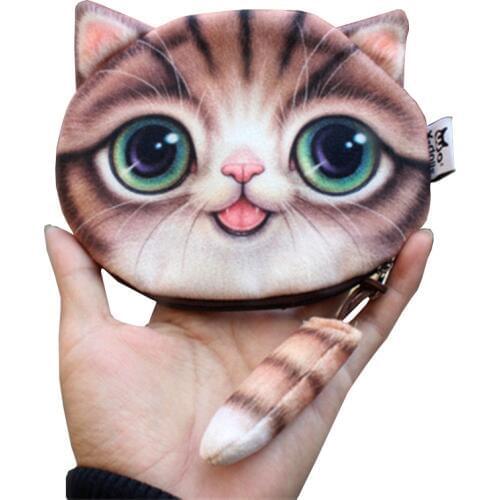 TLDGAGAS 2018 Fashion 3 D Cute Cat Prints Women Coin Purse Ladies Tail Plush Change Purse Bag Female Coin Change Wallet