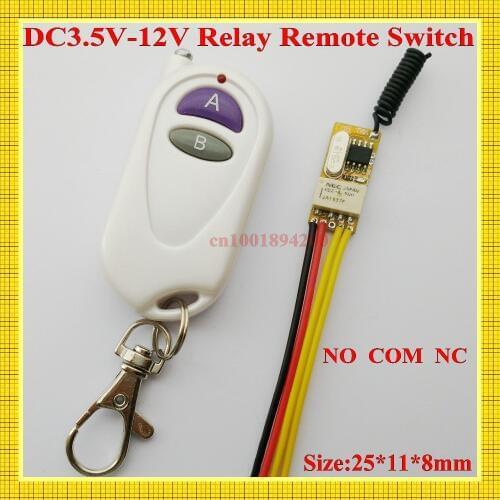 Smart Remote Control Switch 3.7V 4.5V 5V 6V 7.4V 9V 12V Relay Contact Wireless Switch Learning ASK Portable LED Remote Lighting