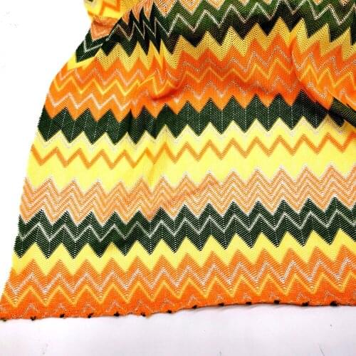 Knitting Lace Fabrics Zig Zag Wave Striped Lace Crochet Mesh Fabric Diy Fashion Cloth 150CM