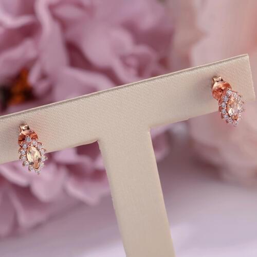 Fine Jewelry 925 Silver Stud Earrings For Women Citrine Natural Gemstone Yellow Oval Brincos Elegant Rose Gold Plated CCEI049