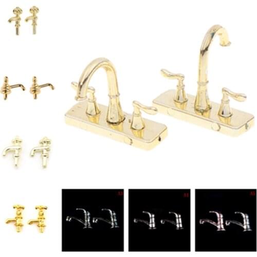 1/12 Dollhouse Miniature Bathtub Faucet Simulation Water Tap Model Toys for Doll House Decoration Furniture Accessories