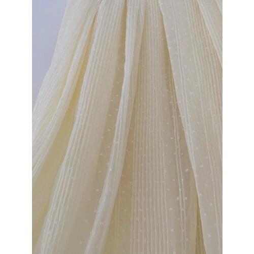 1 Yard Beige Creased Chiffon Fabric Pleated Chiffon Fabric