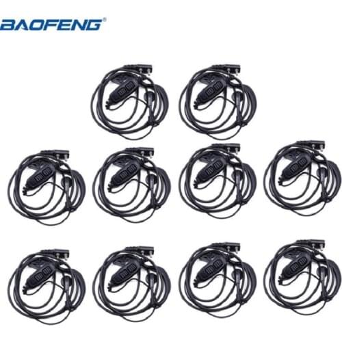 10pcs Original Baofeng 2 Pin Dual PTT Headset Earpiece For BaoFeng UV-82 UV-8D UV-82HP GT-5TP Walie Talkie Two Way Radio UV 82