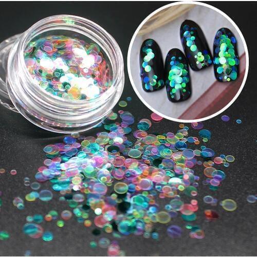 2019 HOT 12 Colors Fashion Round Ultrathin Sequins Nail Stone AB Color Rhinestone Beads Manicure Nails Art Decorations Crystals