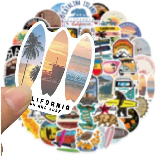 50Pcs/Set California Outdoor Scenery Stickers Waterproof Sticker For Skateboard Laptop Bottle Luggage Phone Car Decal Kids Gifts