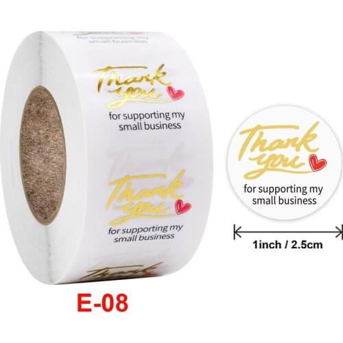 500pcs "Thank You for Supporting My Small Business" Gold Kraft Foil Stickers with Heart For Shop Handmade Sticker