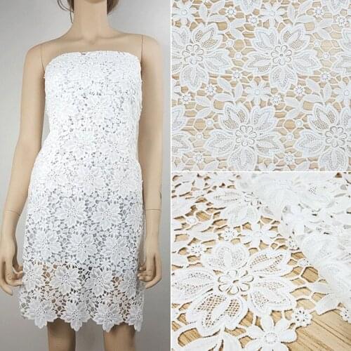 2yards African Laces Fabrics Embroidered Nigerian Guipure Cord Lace Fabric 2019 High Quality White French Lace Fabric For Dress