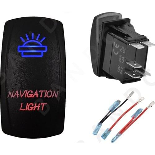 Car Boat Marine NAVIGATION LIGHT Rocker Switch 5P SPST Blue&Red Leds ON-OFF for Marine Vehicles Sailboat Yacht，Jumper Wires Set