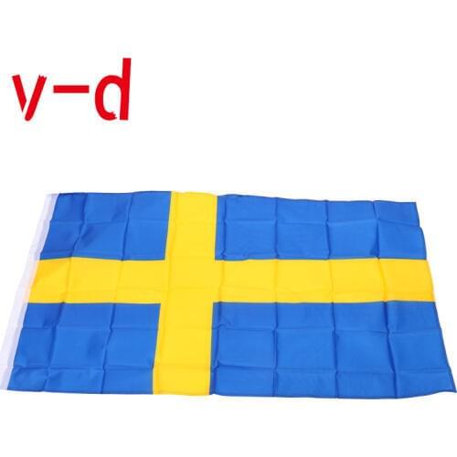 Free shipping xvggdg NEW Swedish Flag 3ft x 5ft Hanging sweden Flag Polyester standard Flag Banner