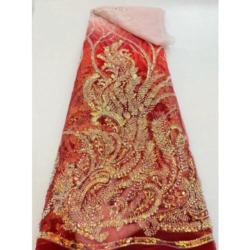 Sequin with beads Lace Fabric Mesh J-528882 African Embroidery Sequence Nigerian French Party Latest High Quality Tulle