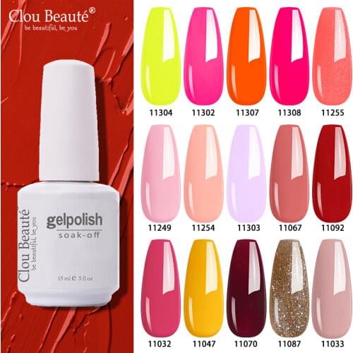 Clou Beaute 15ml 47Colors Glitter Gel Nail Polish Det Lakiery Hybrydowe UV Nail Gel Manicure Vernis Semi Permanent Nail Glue