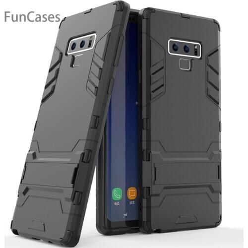 For Samsung Galaxy Note 9 Case Cover Luxury Iron Man Stand Case Hard Armor+Soft Silicone TPU Cover for Samsung Galaxy Note 9