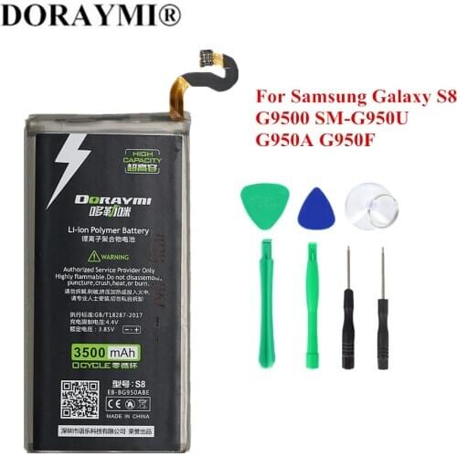 DORAYMI 3500mAh High Capacity EB-BG950ABE Phone Battery for SAMSUNG S8 G950 G9500 SM-G950U G950A G950F Replacement Bateria