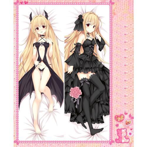 Anime Cartoon To Love Ru Darkness Golden Darkness Double Bolster Hugging Pillow Case Cover Pillowcase Peach Skin 2 Way No.57082