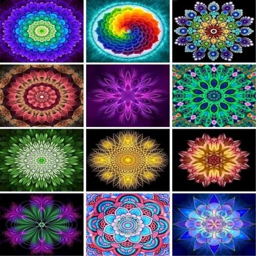 GATYZTORY DIY Painting By Numbers Mandala Flower HandPainted Oil Painting Artwork Canvas Colouring Home Decor Unique Gift