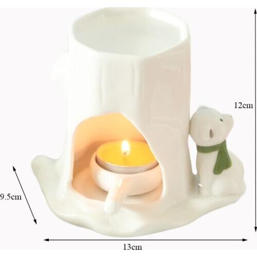 Ceramic Candle Holder Cartoon Bear Fragrance Essential Oil Lamp Aroma Burner Simple Candlestick Encensoir Wedding Decor EB5XX