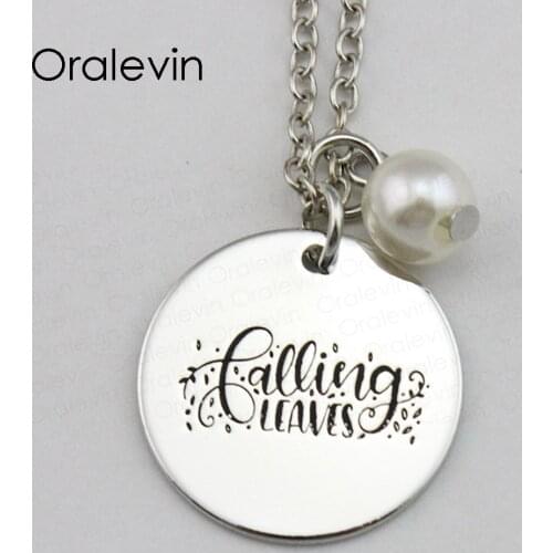 FALLING LEAVES Inspirational Hand Stamped Engraved Accessories Custom Pendant Necklace Gift Fashion Jewelry,10Pcs/Lot, #LN1706