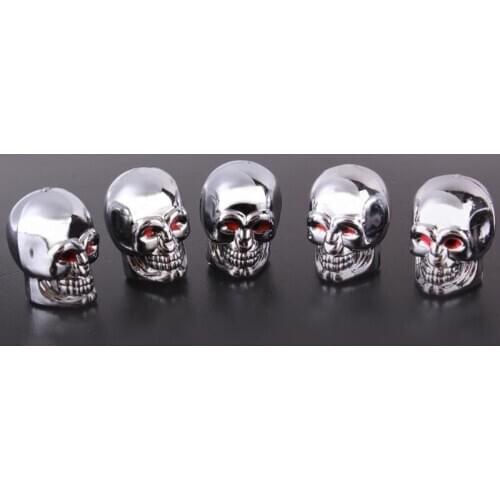 Motorcycle Styling 5Pc Skull Tire Tyre Wheel Car Auto Valves Caps Dust Stem Cover Motocycle Bicycle