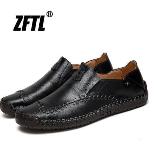 ZFTL New Men Loafers Genuine Leather Spring/Autumn Man Boat Shoes Big Size 38-48 Casual Slip-on male Leisure shoes Handmade 016