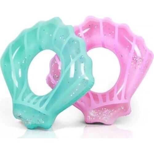 Shell Swim Ring Shiny Sequin Inflatable Seat Float Adult Kids Gift Pool Toy Summer Hawaii Beach Party Decoration Float Mattress