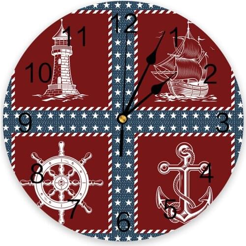 Flag Pentagram Lighthouse Anchor 3D Wall Clock Modern Design Living Room Decoration Kitchen Clock Art Wall Watch Home Decor