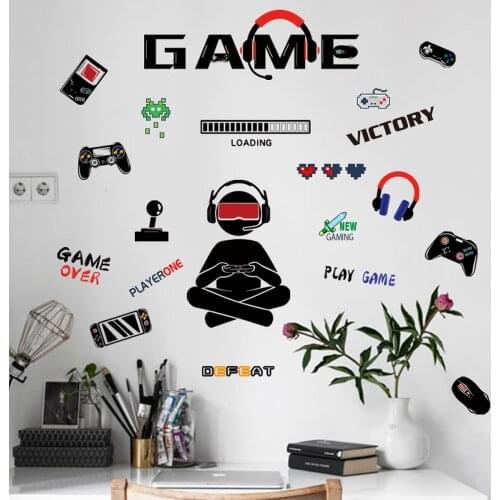 Gamepad Wall Stickers Self-adhesive Wallpaper Graffiti Mural For Boys Bedroom Decoration Home Decoration Accessories Room Decor