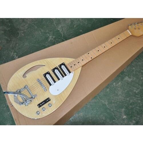 Unusual shape Natural wood color Electric Guitar with Maple fingerboard,Throme Hardware,Provide customized services