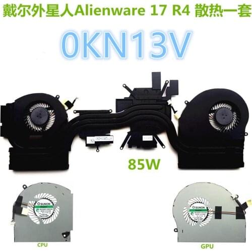New Original For Dell Alienware17 R4 R5 P31E Laptop CPU Cooling Radiator HeatSink FAN 0KN13V
