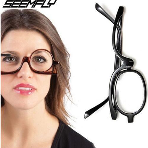 Seemfly Magnifying Glasses Rotating Makeup Reading Glasses Folding Eyeglasses Cosmetic General +1.0 +1.5 +2.0+2.5+3.0+3.5+4.0