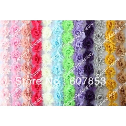 Wholesale~cute 1.5" shabby Rose Chiffon lace flower Tirm , Mini Shabby Chic Frayed flower 100yards/lot