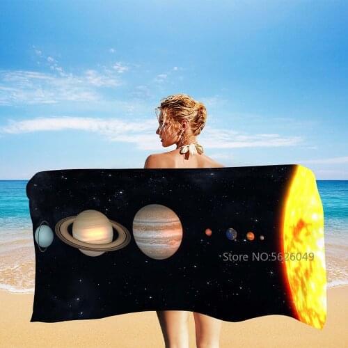 Space Planet Beach Towel Summer Galaxy Towels Bathroom Bath Towel Swimming Towels Custom Kids Adults Gift Quick Dry Under 10