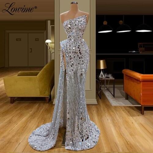 Sheer Strapless Party Dress Beaded Pearls Luxury Women Evening Gown Formal Dress Mermaid Crystals Custom Dubai Kaftan Prom Dress