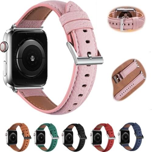 Genuine Cow leather strap for Apple Watch band 44mm 42mm 40mm 38mm Bracelet belt for iWatch SE 6 5 4 3 2 Wristband