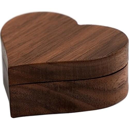 Black Walnut Solid Wood Love Ring Box Mini Jewelry Box Wooden Box Jewelry Wooden Packaging Box