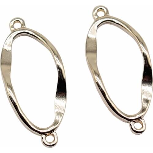 WYSIWYG 10pcs 28x12mm KC Gold Color Ellipse Connector Charms Pendant For Jewelry Making Earring Making Accessories